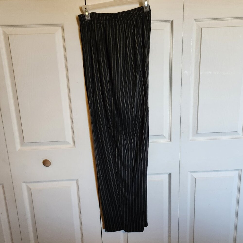 Liz Baker Pinstripe Black Pants with Elastic Waist